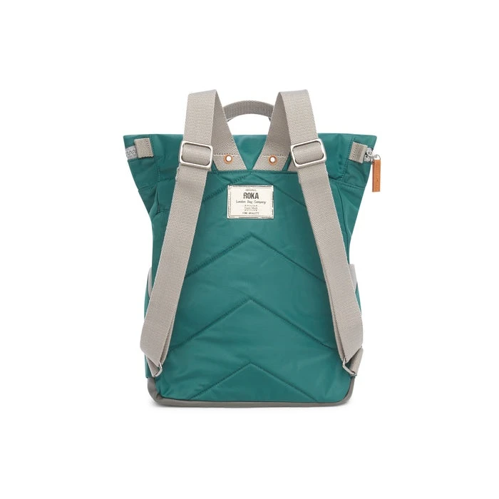 Mochila Roka London Canfield B Pequeña Sostenible Nylon Verde (Teal) - Imagen 2